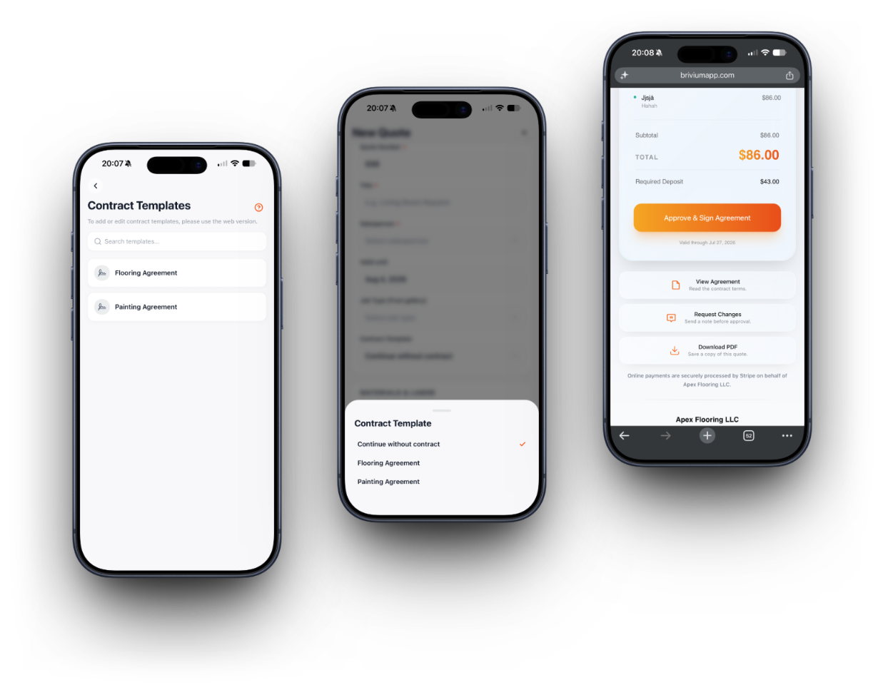 Contracts in the Brivium app