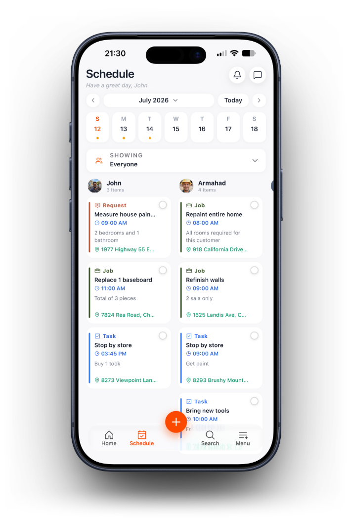 Scheduling in the Brivium app